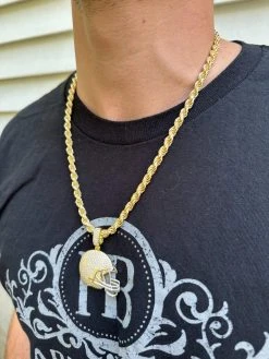 Real Moissanite Iced Football Helmet Pendant Solid 925 Silver / 14k Gold Plated -Harlem Bling Shop real moissanite iced football helmet pendant solid 925 silver 14k gold plated 60146.1692838437