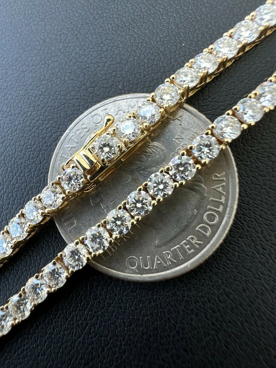 Real Solid 10k Gold 3mm Moissanite Tennis Chain Necklace - Passes Diamond Tester 6 Real Solid 10k Gold 3mm Moissanite Tennis Chain Necklace - Passes Diamond Tester - Image 4