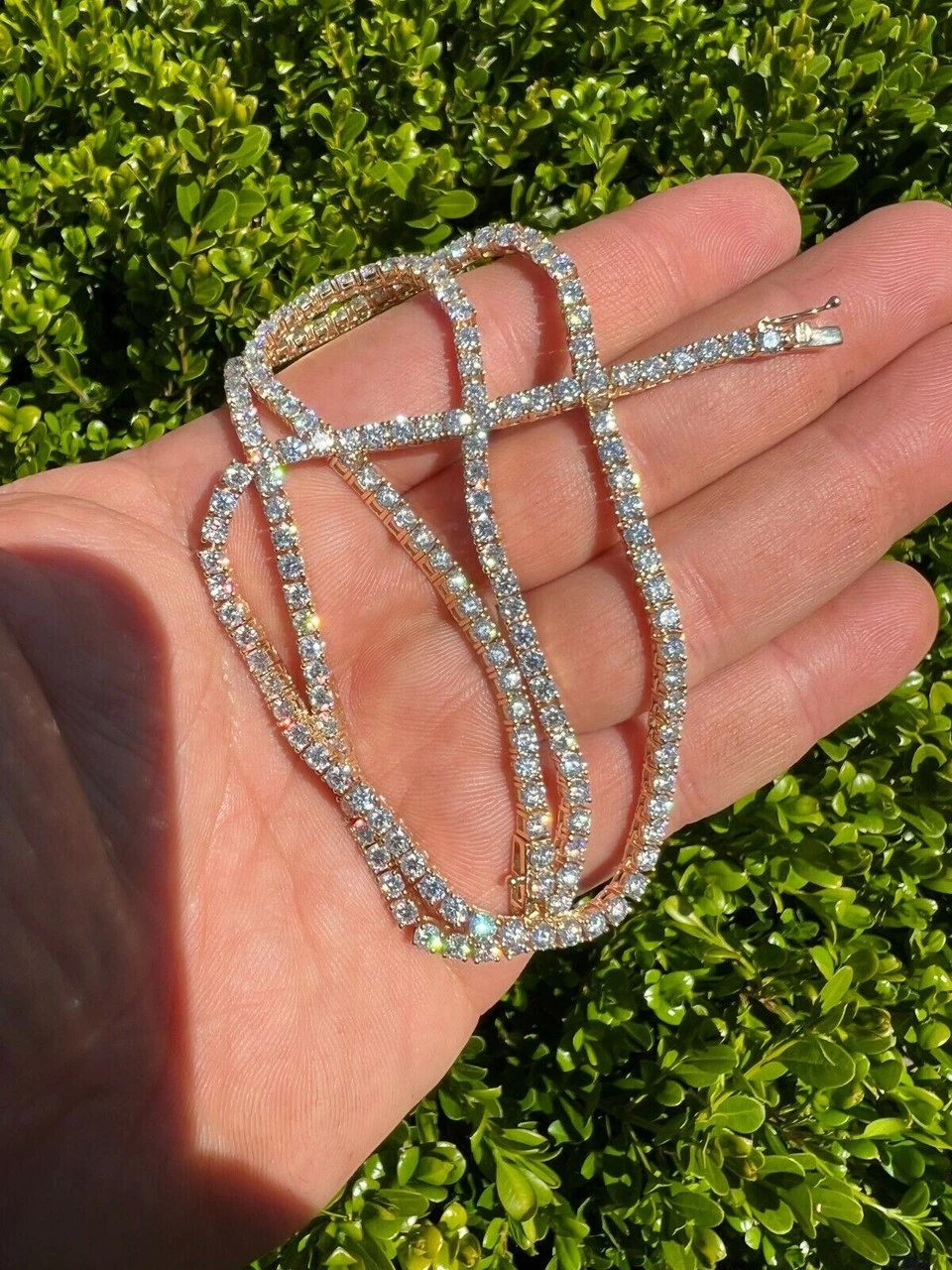 Real Solid 10k Gold 3mm Moissanite Tennis Chain Necklace - Passes Diamond Tester 12 Real Solid 10k Gold 3mm Moissanite Tennis Chain Necklace - Passes Diamond Tester - Image 10