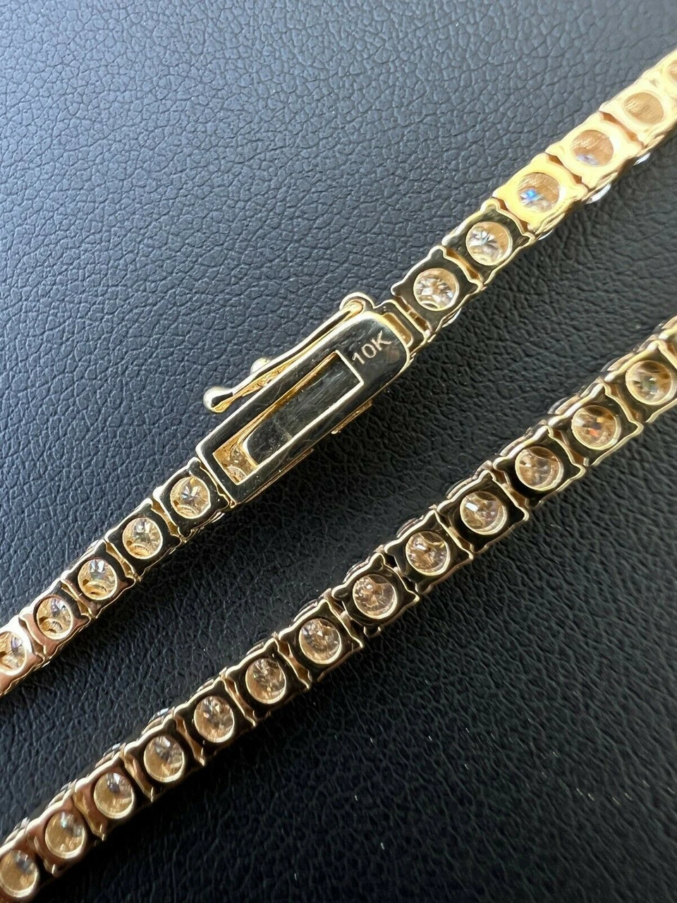 Real Solid 10k Gold 3mm Moissanite Tennis Chain Necklace - Passes Diamond Tester 9 Real Solid 10k Gold 3mm Moissanite Tennis Chain Necklace - Passes Diamond Tester - Image 7