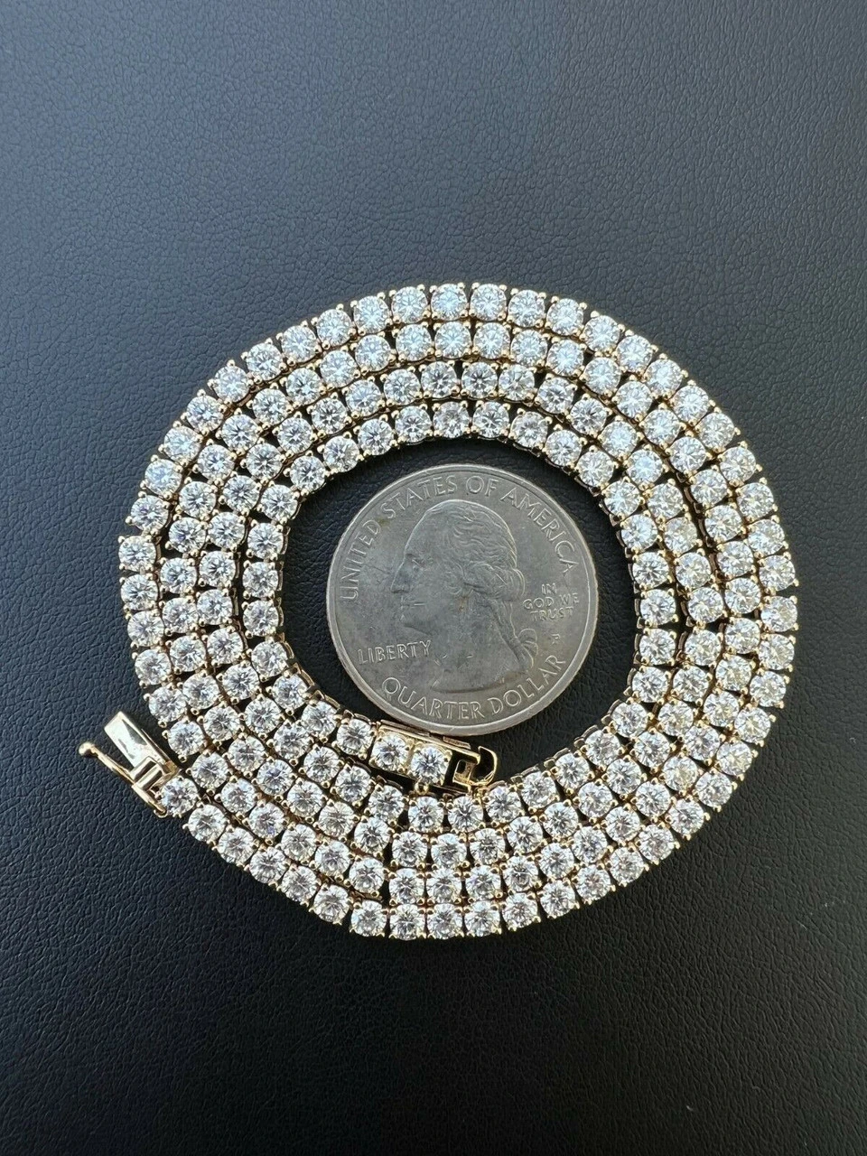 Real Solid 10k Gold 3mm Moissanite Tennis Chain Necklace - Passes Diamond Tester 10 Real Solid 10k Gold 3mm Moissanite Tennis Chain Necklace - Passes Diamond Tester - Image 8