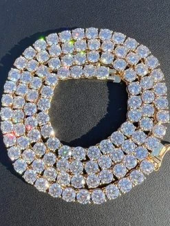 Real Solid 10k Yellow Gold 5mm Large Iced Moissanite Tennis Chain Necklace Mens 26 Real Solid 10k Yellow Gold 5mm Large Iced Moissanite Tennis Chain Necklace Mens -Harlem Bling Shop real solid 10k yellow gold 5mm large iced moissanite tennis chain necklace mens 88460.1669130063