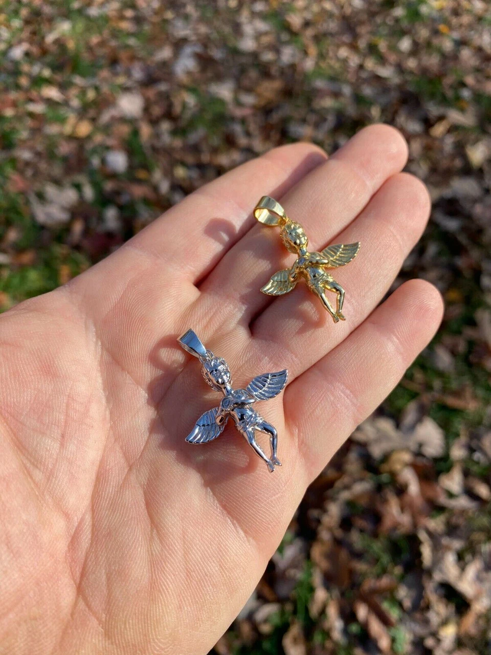 Real Solid 925 Silver Micro Angel Cherub Hip Hop Pendant Gold Necklace Praying 12 Real Solid 925 Silver Micro Angel Cherub Hip Hop Pendant Gold Necklace Praying - Image 10