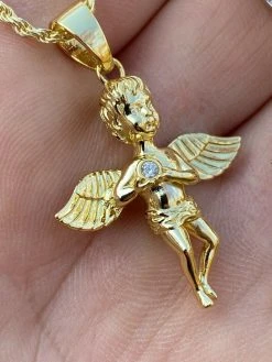 Real Solid 925 Silver Micro Angel Cherub Hip Hop Pendant Gold Necklace Praying 20 Real Solid 925 Silver Micro Angel Cherub Hip Hop Pendant Gold Necklace Praying -Harlem Bling Shop real solid 925 silver micro angel cherub hip hop pendant gold necklace praying 86272.1664389849
