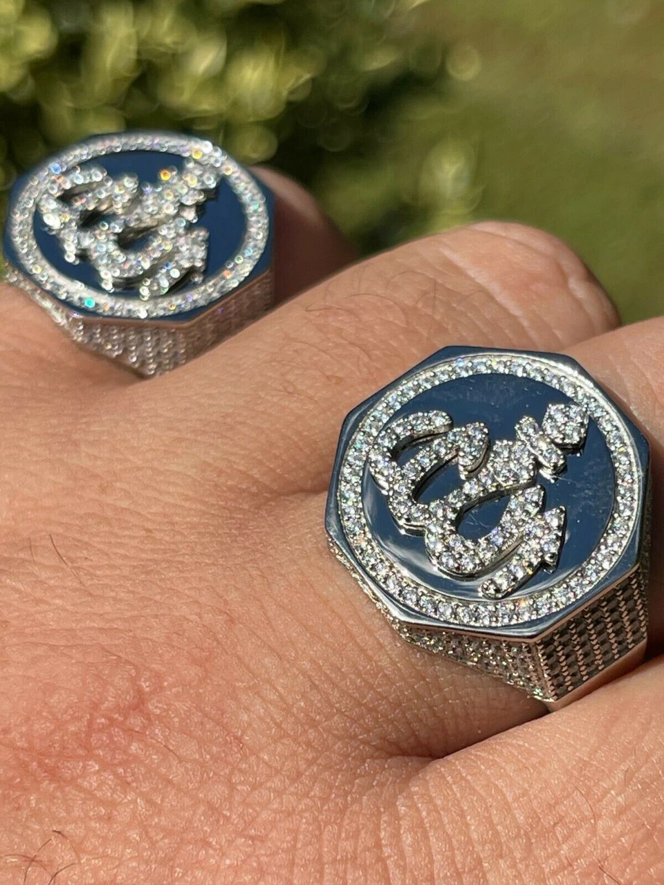 Real Solid 925 Sterling Silver Allah Islamic Arabic Ring Iced Diamond Hip Hop 4 Real Solid 925 Sterling Silver Allah Islamic Arabic Ring Iced Diamond Hip Hop - Image 2