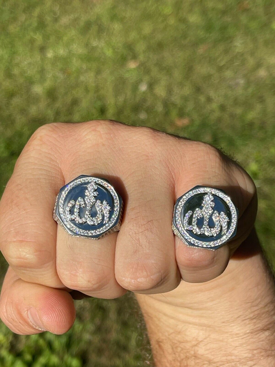 Real Solid 925 Sterling Silver Allah Islamic Arabic Ring Iced Diamond Hip Hop 7 Real Solid 925 Sterling Silver Allah Islamic Arabic Ring Iced Diamond Hip Hop - Image 5