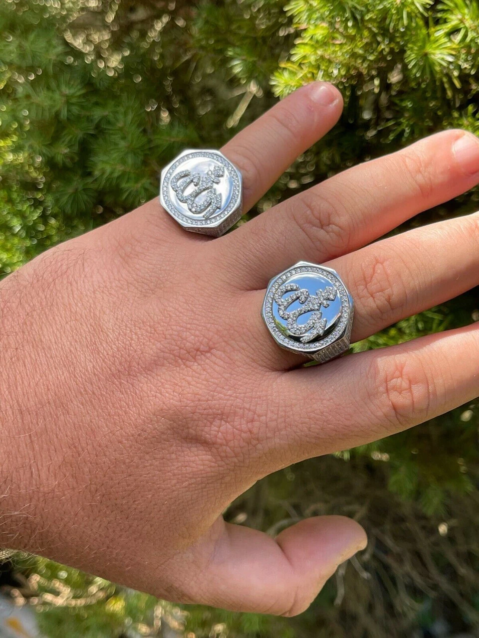 Real Solid 925 Sterling Silver Allah Islamic Arabic Ring Iced Diamond Hip Hop 11 Real Solid 925 Sterling Silver Allah Islamic Arabic Ring Iced Diamond Hip Hop - Image 9