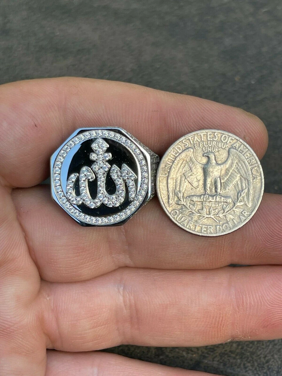 Real Solid 925 Sterling Silver Allah Islamic Arabic Ring Iced Diamond Hip Hop 13 Real Solid 925 Sterling Silver Allah Islamic Arabic Ring Iced Diamond Hip Hop - Image 11