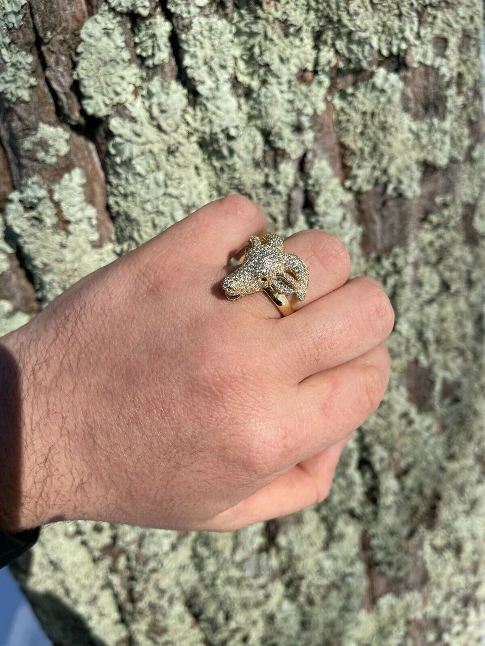 Real Solid 925 Sterling Silver & 14k Gold Custom GOAT Ring Diamond Iced Animal 11 Real Solid 925 Sterling Silver & 14k Gold Custom GOAT Ring Diamond Iced Animal - Image 9