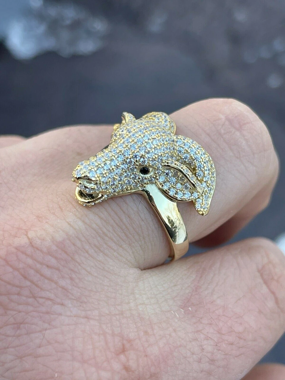 Real Solid 925 Sterling Silver & 14k Gold Custom GOAT Ring Diamond Iced Animal 4 Real Solid 925 Sterling Silver & 14k Gold Custom GOAT Ring Diamond Iced Animal - Image 2