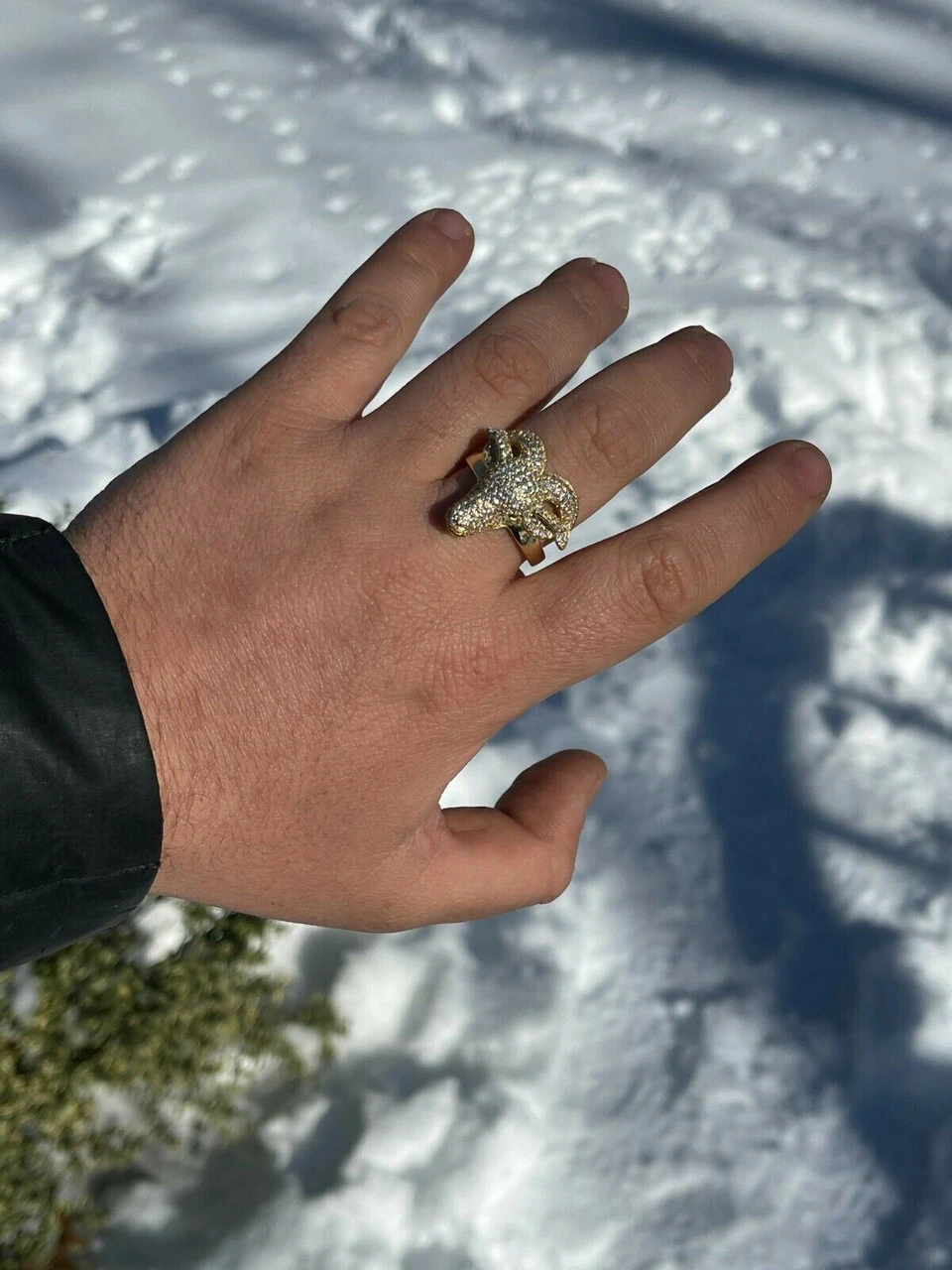 Real Solid 925 Sterling Silver & 14k Gold Custom GOAT Ring Diamond Iced Animal 10 Real Solid 925 Sterling Silver & 14k Gold Custom GOAT Ring Diamond Iced Animal - Image 8