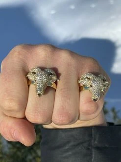 Real Solid 925 Sterling Silver & 14k Gold Custom GOAT Ring Diamond Iced Animal 16 Real Solid 925 Sterling Silver & 14k Gold Custom GOAT Ring Diamond Iced Animal -Harlem Bling Shop real solid 925 sterling silver and 14k gold custom goat ring diamond iced animal 56853.1664392489