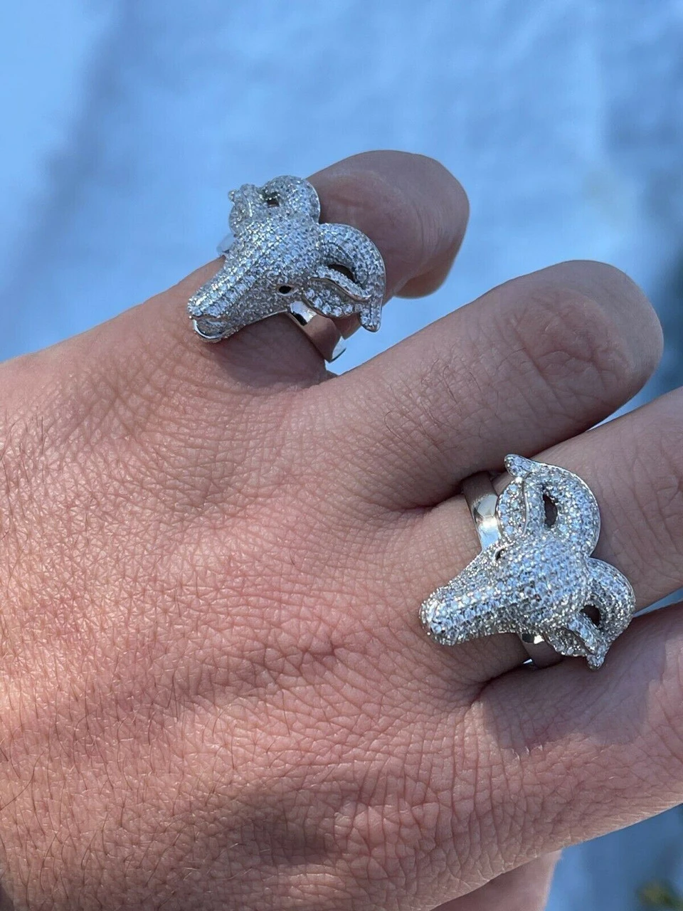 Real Solid 925 Sterling Silver Custom GOAT Ring Diamond Iced Animal HipHop Pinky 7 Real Solid 925 Sterling Silver Custom GOAT Ring Diamond Iced Animal HipHop Pinky - Image 5