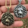 Real Solid 925 Sterling Silver / Gold Rasta African Lion Leo Pendant Necklace -Harlem Bling Shop real solid 925 sterling silver gold rasta african lion leo pendant necklace 10768.1664356309