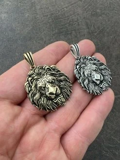 Real Solid 925 Sterling Silver / Gold Rasta African Lion Leo Pendant Necklace -Harlem Bling Shop real solid 925 sterling silver gold rasta african lion leo pendant necklace 37319.1664361609