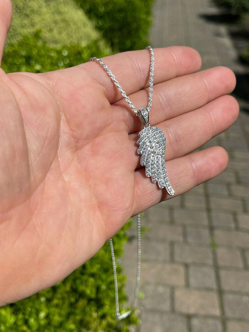 Real Solid 925 Sterling Silver Iced Angel Wing Pendant Hip Hop Diamond Necklace 12 Real Solid 925 Sterling Silver Iced Angel Wing Pendant Hip Hop Diamond Necklace - Image 10