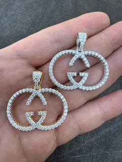 Gucci Logo Iced Out MOISSANITE Real 925 Silver / Gold Hip Hop Pendant Mens Ladies Necklace Medallion -Harlem Bling Shop silver gucci logo iced out moissanite real 925 silver gold hip hop pendant mens ladies necklace medallion 26310.1702529801