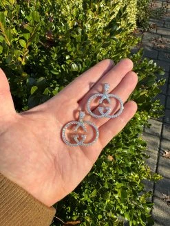 Gucci Logo Iced Out MOISSANITE Real 925 Silver / Gold Hip Hop Pendant Mens Ladies Necklace Medallion -Harlem Bling Shop silver gucci logo iced out moissanite real 925 silver gold hip hop pendant mens ladies necklace medallion 39401.1702529825