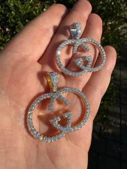 Gucci Logo Iced Out MOISSANITE Real 925 Silver / Gold Hip Hop Pendant Mens Ladies Necklace Medallion -Harlem Bling Shop silver gucci logo iced out moissanite real 925 silver gold hip hop pendant mens ladies necklace medallion 80771.1702529829