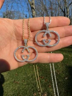 Gucci Logo Iced Out MOISSANITE Real 925 Silver / Gold Hip Hop Pendant Mens Ladies Necklace Medallion -Harlem Bling Shop silver gucci logo iced out moissanite real 925 silver gold hip hop pendant mens ladies necklace medallion 91186.1702529820