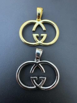 Gucci Logo Iced Out MOISSANITE Real 925 Silver / Gold Hip Hop Pendant Mens Ladies Necklace Medallion -Harlem Bling Shop silver gucci logo iced out moissanite real 925 silver gold hip hop pendant mens ladies necklace medallion 96589.1702529808