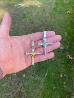 Mens 925 Silver Baguette Diamond Jesus On Nail Cross Pendant Iced Gold Crucifix 19 Mens 925 Silver Baguette Diamond Jesus On Nail Cross Pendant Iced Gold Crucifix -Harlem Bling Shop silver mens 925 silver baguette diamond jesus on nail cross pendant iced gold crucifix 56654.1664371695