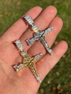 Mens 925 Silver Baguette Diamond Jesus On Nail Cross Pendant Iced Gold Crucifix 15 Mens 925 Silver Baguette Diamond Jesus On Nail Cross Pendant Iced Gold Crucifix -Harlem Bling Shop silver mens 925 silver baguette diamond jesus on nail cross pendant iced gold crucifix 64182.1664394753