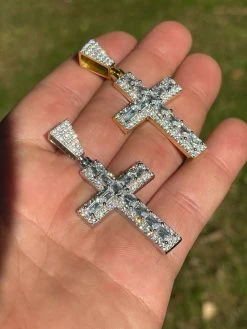 Mens 925 Sterling Baguette Diamond Tennis Cross Pendant Iced Gold Silver Hip Hop 19 Mens 925 Sterling Baguette Diamond Tennis Cross Pendant Iced Gold Silver Hip Hop -Harlem Bling Shop silver mens 925 sterling baguette diamond tennis cross pendant iced gold silver hip hop 08401.1664375334