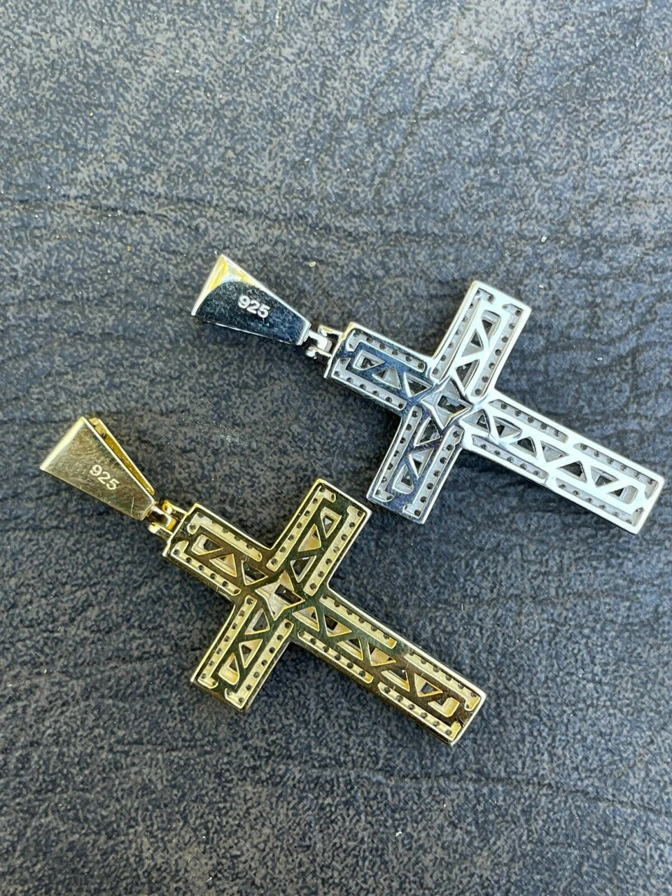 Mens 925 Sterling Baguette Diamond Tennis Cross Pendant Iced Gold Silver Hip Hop 12 Mens 925 Sterling Baguette Diamond Tennis Cross Pendant Iced Gold Silver Hip Hop - Image 10