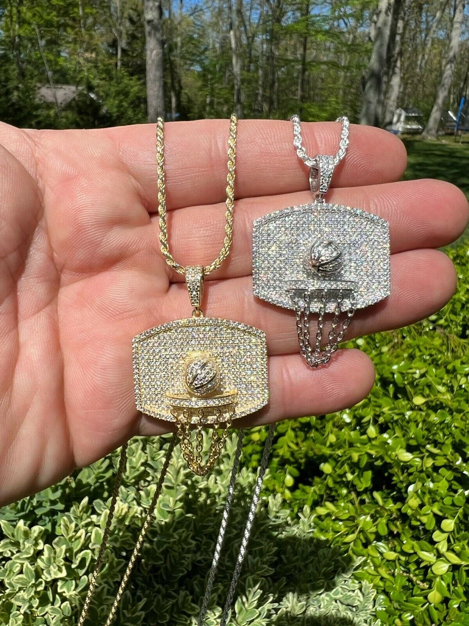 Mens MOISSANITE Real Iced Basketball Hoop Pendant Necklace Passes Diamond Tester 12 Mens MOISSANITE Real Iced Basketball Hoop Pendant Necklace Passes Diamond Tester - Image 10