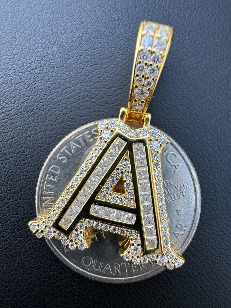 Moissanite Gothic Small Initial Letter 925 Silver / Gold Pendant Iced Out Necklace 12 Moissanite Gothic Small Initial Letter 925 Silver / Gold Pendant Iced Out Necklace - Image 10