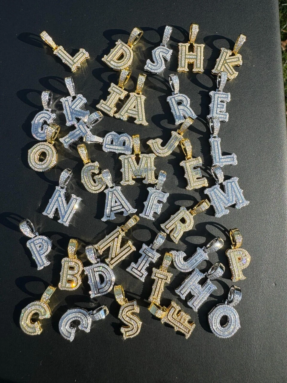 Moissanite Gothic Small Initial Letter 925 Silver / Gold Pendant Iced Out Necklace 10 Moissanite Gothic Small Initial Letter 925 Silver / Gold Pendant Iced Out Necklace - Image 8