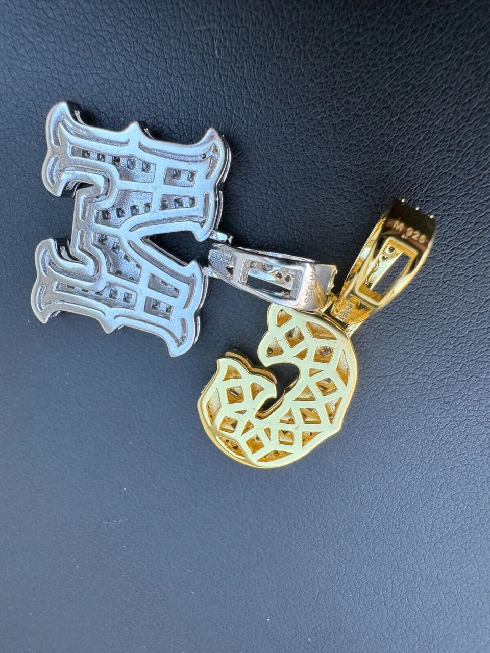 Moissanite Gothic Small Initial Letter 925 Silver / Gold Pendant Iced Out Necklace 13 Moissanite Gothic Small Initial Letter 925 Silver / Gold Pendant Iced Out Necklace - Image 11