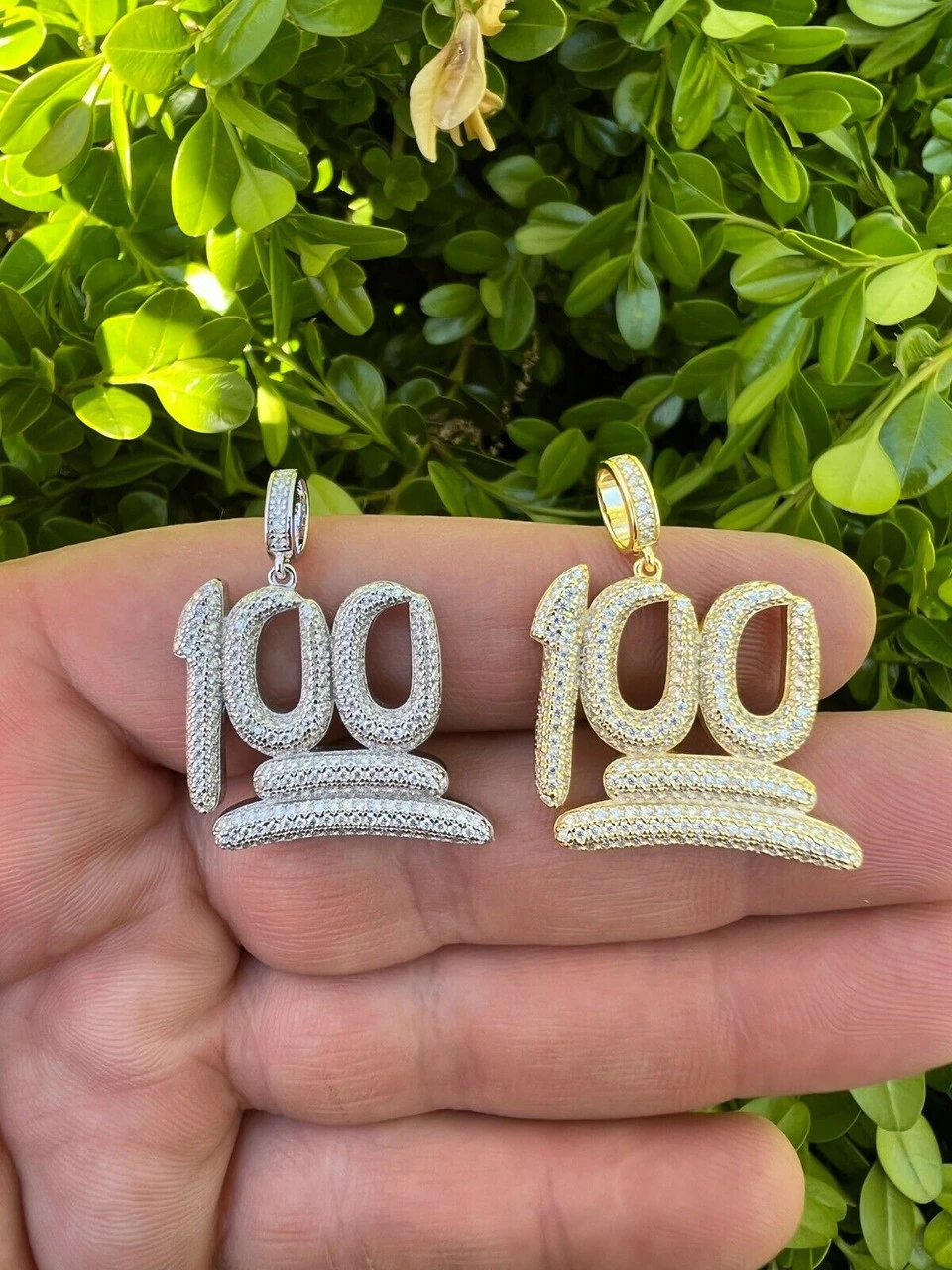 MOISSANITE Keep It 100 Hundred Iced Hip Hop Pendant Necklace Pass Diamond Tester 5 MOISSANITE Keep It 100 Hundred Iced Hip Hop Pendant Necklace Pass Diamond Tester - Image 3