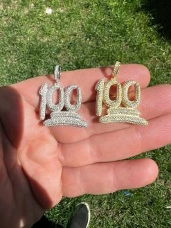 MOISSANITE Keep It 100 Hundred Iced Hip Hop Pendant Necklace Pass Diamond Tester 17 MOISSANITE Keep It 100 Hundred Iced Hip Hop Pendant Necklace Pass Diamond Tester -Harlem Bling Shop silver moissanite keep it 100 hundred iced hip hop pendant necklace pass diamond tester 59088.1664357864