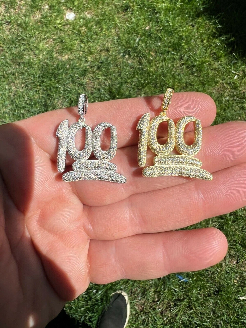 MOISSANITE Keep It 100 Hundred Iced Hip Hop Pendant Necklace Pass Diamond Tester 6 MOISSANITE Keep It 100 Hundred Iced Hip Hop Pendant Necklace Pass Diamond Tester - Image 4