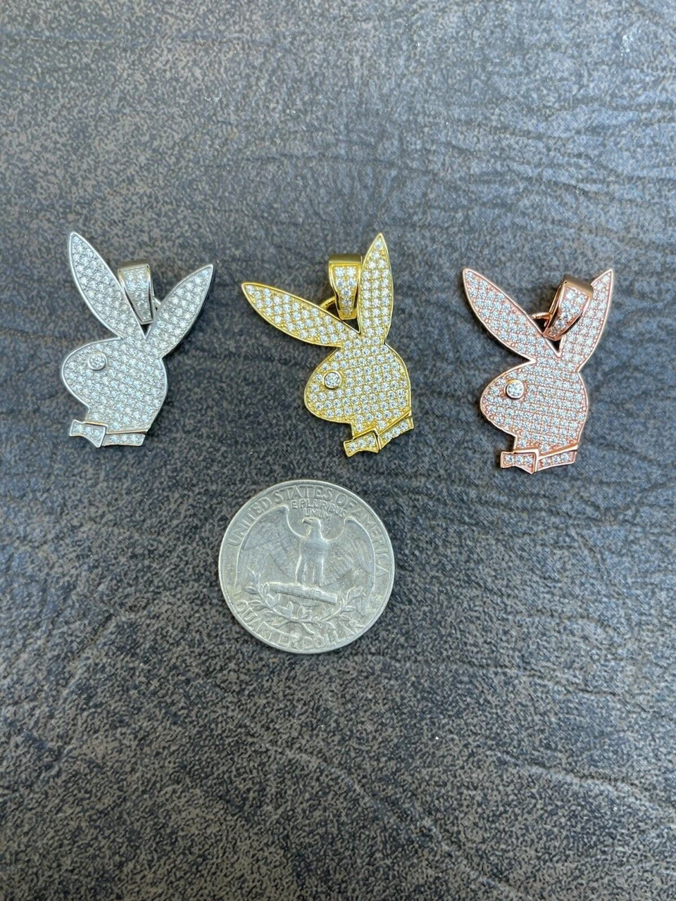 MOISSANITE Playboy Bunny Pendant Iced Real Solid 925 Silver Gold Rose Necklace 12 MOISSANITE Playboy Bunny Pendant Iced Real Solid 925 Silver Gold Rose Necklace - Image 10