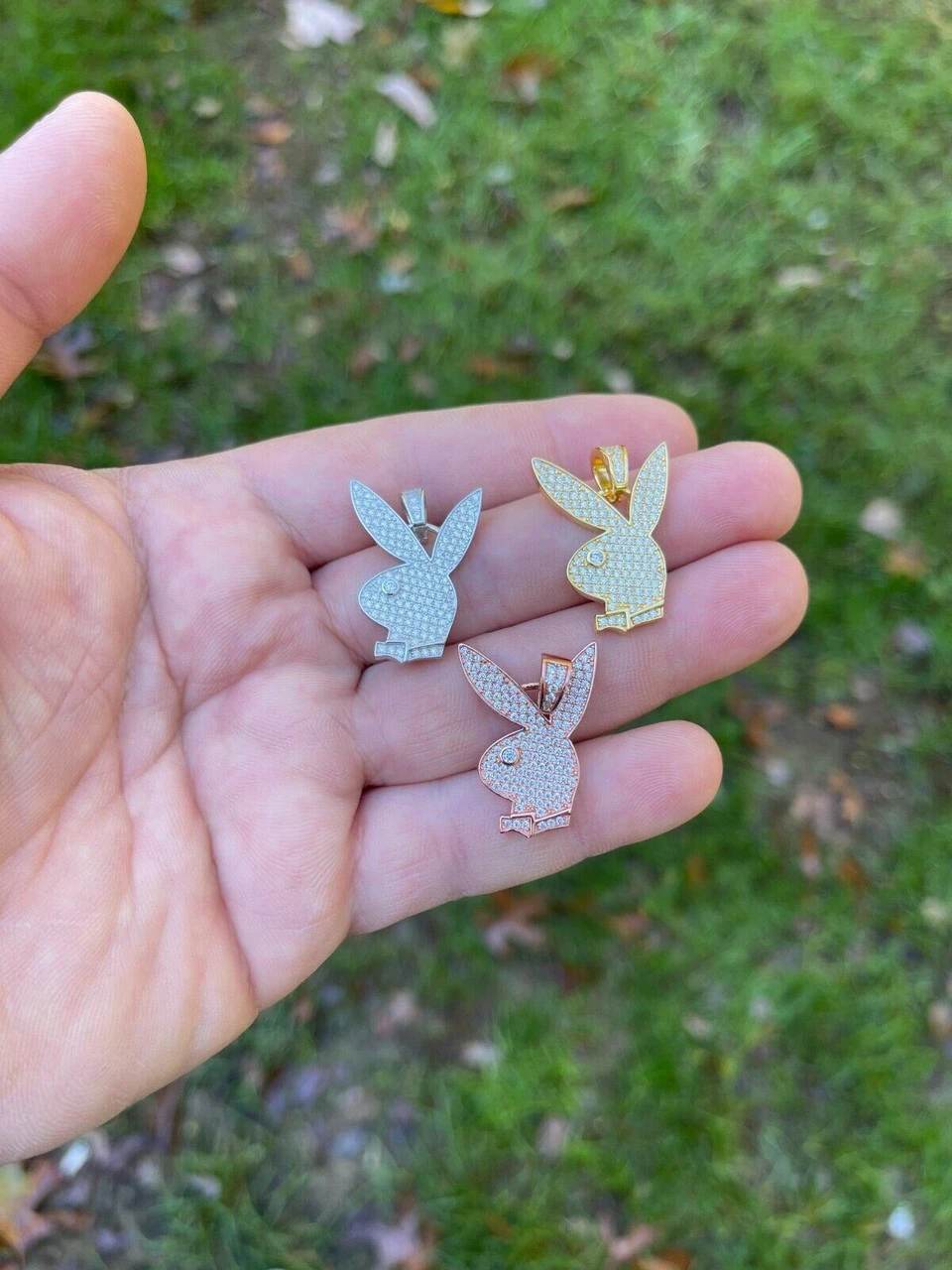 MOISSANITE Playboy Bunny Pendant Iced Real Solid 925 Silver Gold Rose Necklace 14 MOISSANITE Playboy Bunny Pendant Iced Real Solid 925 Silver Gold Rose Necklace - Image 12