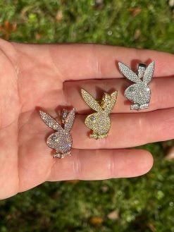 MOISSANITE Playboy Bunny Pendant Iced Real Solid 925 Silver Gold Rose Necklace 17 MOISSANITE Playboy Bunny Pendant Iced Real Solid 925 Silver Gold Rose Necklace -Harlem Bling Shop silver moissanite playboy bunny pendant iced real solid 925 silver gold rose necklace 91078.1664381372