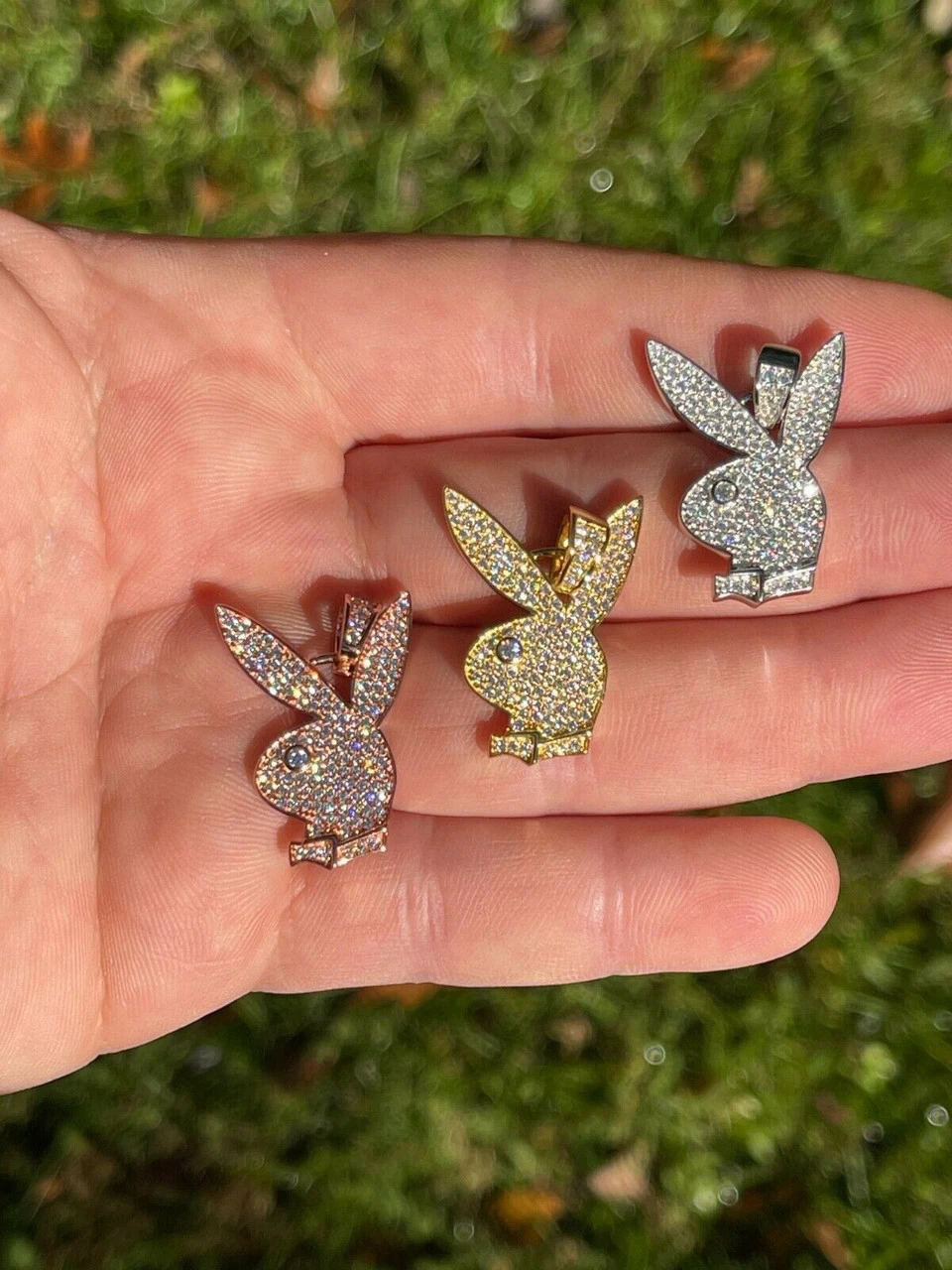 MOISSANITE Playboy Bunny Pendant Iced Real Solid 925 Silver Gold Rose Necklace 6 MOISSANITE Playboy Bunny Pendant Iced Real Solid 925 Silver Gold Rose Necklace - Image 4