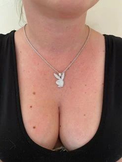 MOISSANITE Playboy Bunny Pendant Iced Real Solid 925 Silver Gold Rose Necklace 21 MOISSANITE Playboy Bunny Pendant Iced Real Solid 925 Silver Gold Rose Necklace -Harlem Bling Shop silver moissanite playboy bunny pendant iced real solid 925 silver gold rose necklace 95808.1664392298