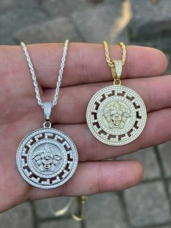 MOISSANITE Real 925 Silver / Gold Hip Hop Medusa Head Pendant Mens Iced Necklace Medallion - Pass Diamond Tester -Harlem Bling Shop silver moissanite real 925 silver gold hip hop medusa head pendant mens iced necklace medallion pass diamond tester 62153.1664376307