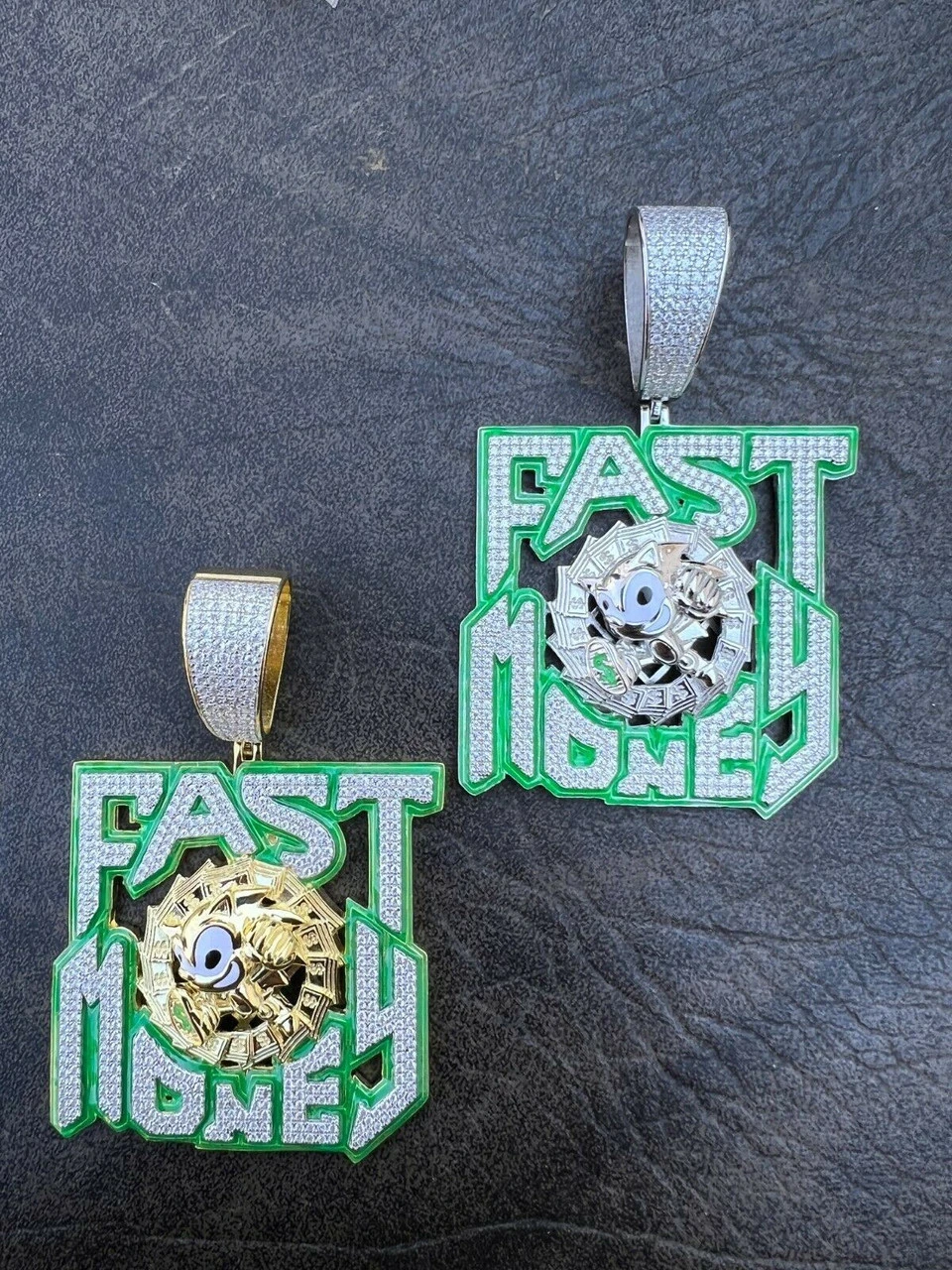 Real 925 Silver Gold Glows In Dark FAST MONEY Sonic Big Hip Hop Pendant Necklace 14 Real 925 Silver Gold Glows In Dark FAST MONEY Sonic Big Hip Hop Pendant Necklace - Image 12