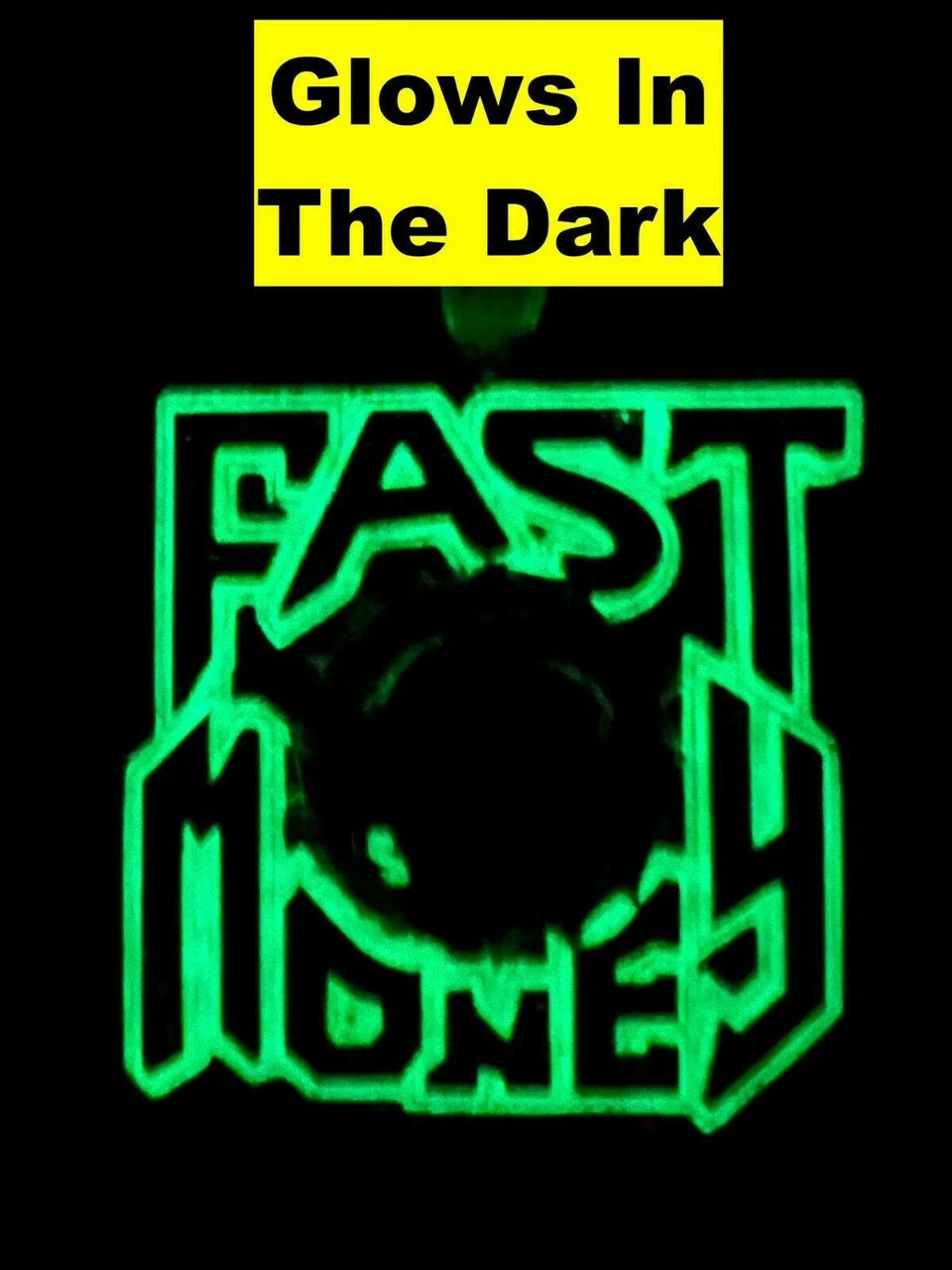 Real 925 Silver Gold Glows In Dark FAST MONEY Sonic Big Hip Hop Pendant Necklace 4 Real 925 Silver Gold Glows In Dark FAST MONEY Sonic Big Hip Hop Pendant Necklace - Image 2