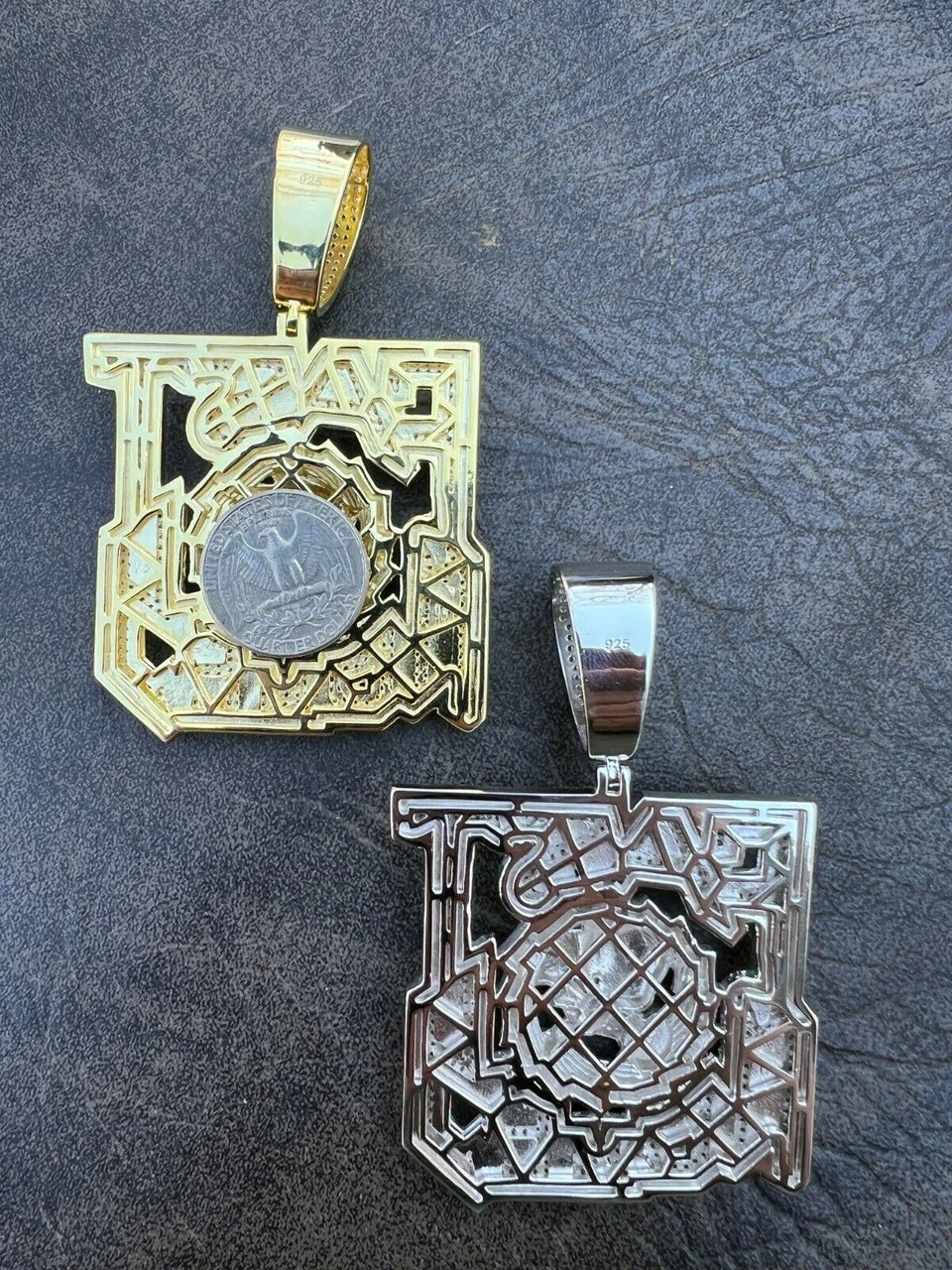 Real 925 Silver Gold Glows In Dark FAST MONEY Sonic Big Hip Hop Pendant Necklace 9 Real 925 Silver Gold Glows In Dark FAST MONEY Sonic Big Hip Hop Pendant Necklace - Image 7