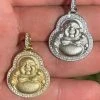 Real 925 Silver / Gold Hip Hop Buddha Pendant Mens Or Ladies Iced Necklace 1" -Harlem Bling Shop silver real 925 silver gold hip hop buddha pendant mens or ladies iced necklace 1 15191.1664380704