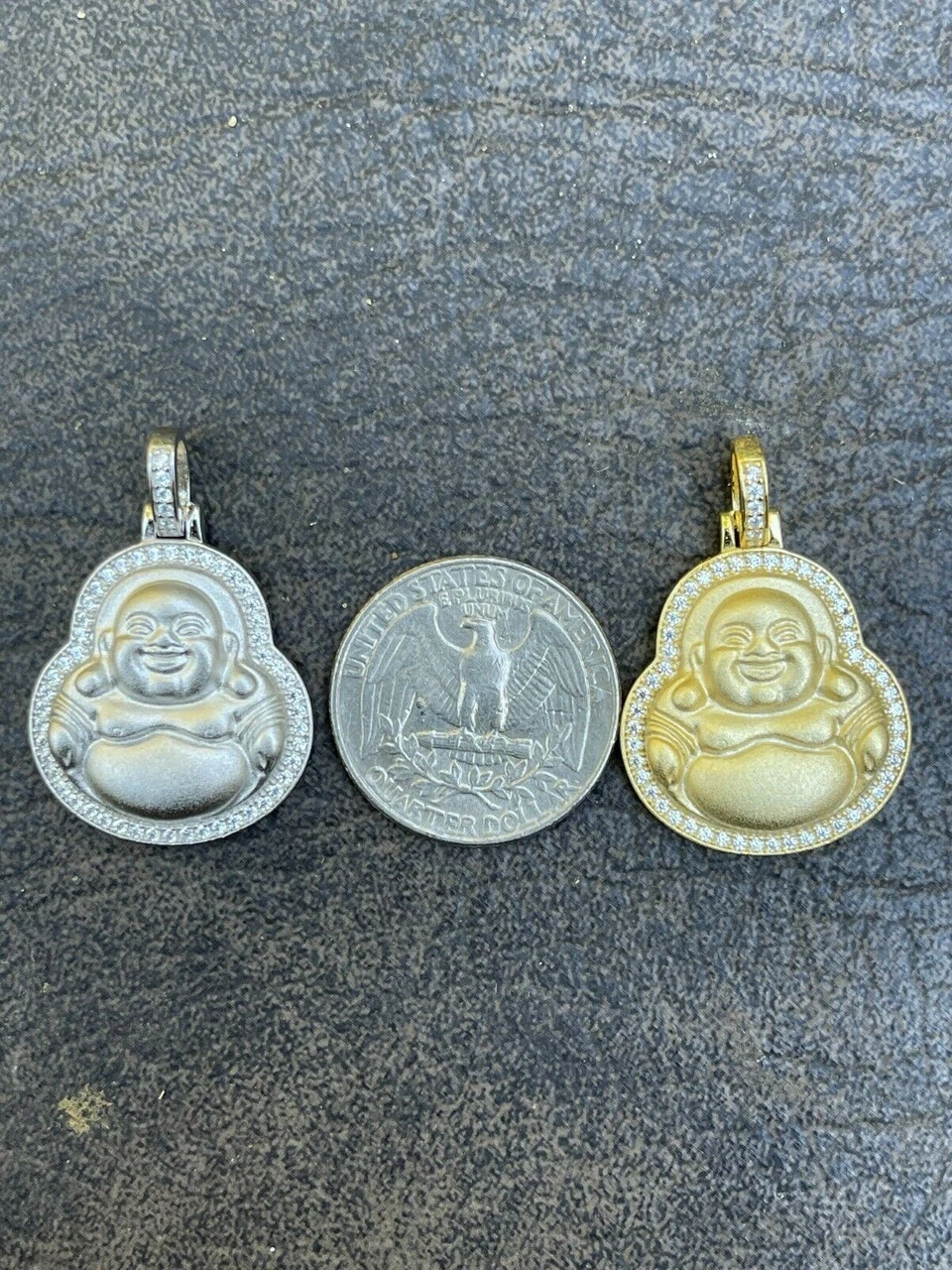 Real 925 Silver / Gold Hip Hop Buddha Pendant Mens Or Ladies Iced Necklace 1" 7 Real 925 Silver / Gold Hip Hop Buddha Pendant Mens Or Ladies Iced Necklace 1" - Image 5