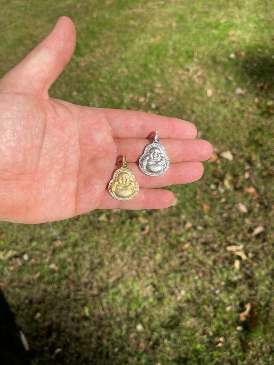 Real 925 Silver / Gold Hip Hop Buddha Pendant Mens Or Ladies Iced Necklace 1" 8 Real 925 Silver / Gold Hip Hop Buddha Pendant Mens Or Ladies Iced Necklace 1" - Image 6