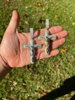 Real 925 Silver Gold HUGE 3.5" Glow In Dark Cross W. Jesus Iced Pendant Necklace 22 Real 925 Silver Gold HUGE 3.5" Glow In Dark Cross W. Jesus Iced Pendant Necklace -Harlem Bling Shop silver real 925 silver gold huge 3.5 glow in dark cross w jesus iced pendant necklace 01121.1664380611