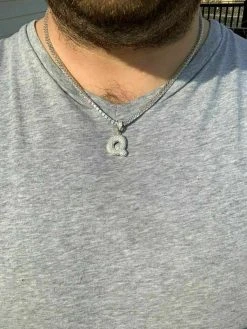 Real Moissanite Bubble Letter Gold Silver Initial Pendant Iced Pass Diamond Test -Harlem Bling Shop silver real moissanite bubble letter gold silver initial pendant iced pass diamond test 00628.1664361978